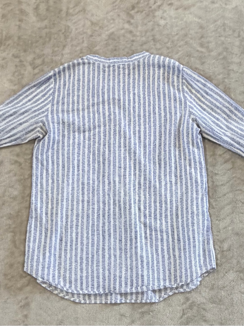 Hester & Orchard Blue Stripe Henley Tunic Top Size S Coastal Beachy Vacation - Picture 6 of 6